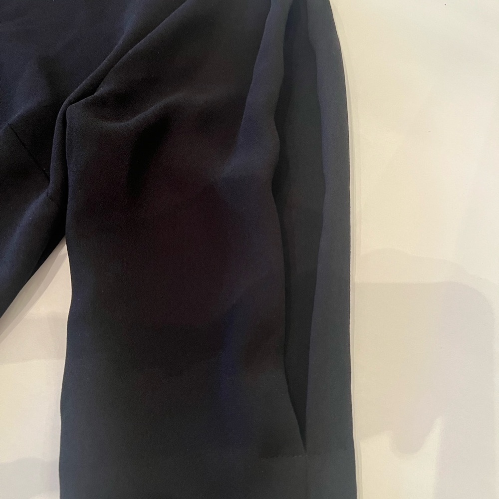 NICOLE MILLER LONG SLEEVE BLACK DRESS. SIZE 0.  UNIQUE OPEN PLEAT SLEEVES - Picture 7 of 9